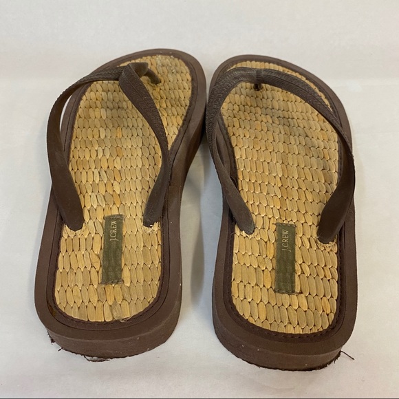 J Crew Brown Raffia Flio Floops - Picture 3 of 5